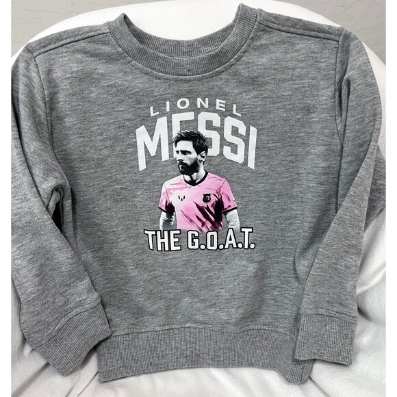 Messi Other - Lionel Messi Inter Miami Crewneck Sweatshirt The GOAT Soccer Graphic Gray New 4T